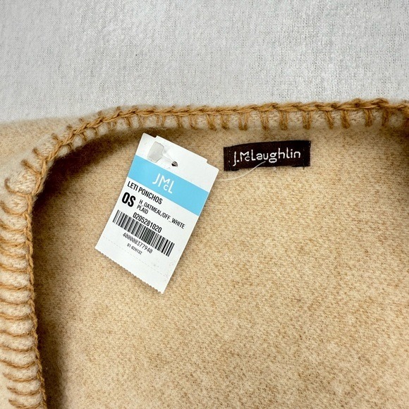 J. McLaughlin Leti Open Front Poncho Oatmeal/Off White NWT Cozy Wool Italian - Picture 2 of 6